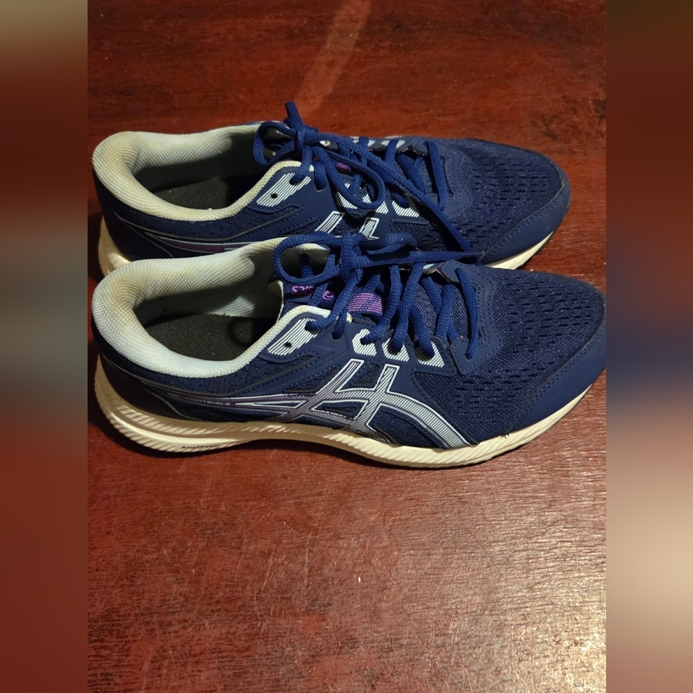 SOLD-ASICS Women's Blue and White Running Sneakers SIZE 10